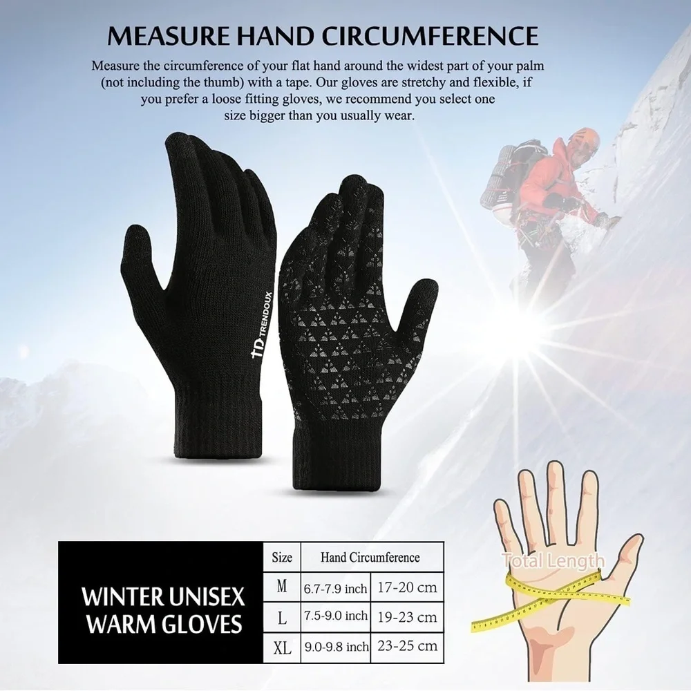 TRENDOUX Winter Gloves - Touch Screen Thermal Warm Knit Glove, Unisex- NWOT